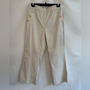 COUNTERPARTS Tan Stripe Crop Pants Size Small NWT Mid Rise Stretch Casual